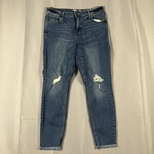 Old Navy Rockstar Jeans Womens 14 Blue‎ Distressed Secret Slim Pockets High Rise